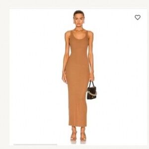 Enza Costa Ribbed Madi Tank Dress Camel Brown Stretch Bodycon NWOT Size S